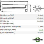 34M7043 - PASADOR TUBULAR 6X45 JOHN DEERE
