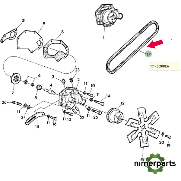 T20334 - CORREA DEL VENTILADOR ORIGINAL JOHN DEERE