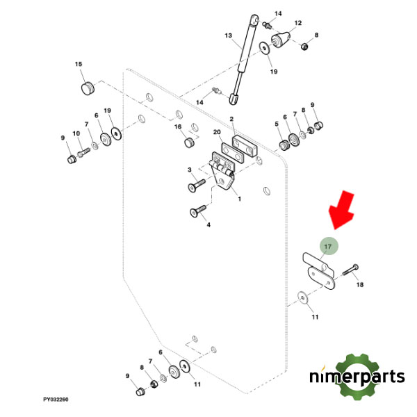 ER201606 - MANETA CRISTAL TRAS 5015 5000G JOHN DEERE
