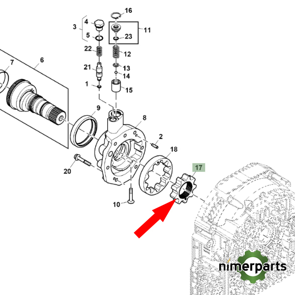 R246015 - PIÑON BOMBA ACEITE 6030 JOHN DEERE