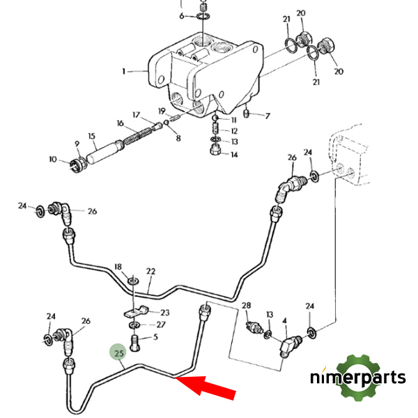 From 16388 - Rh S40/50V John Deere brake pipe