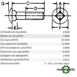 03M7342 - TORNILLO DE CABEZA REDONDA Y CUELLO CUADRADO M 6 X 30 JOHN DEERE