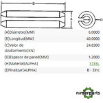 34M7042 - PASADOR ELÁSTICO DE ACERO RANURADO JOHN DEERE