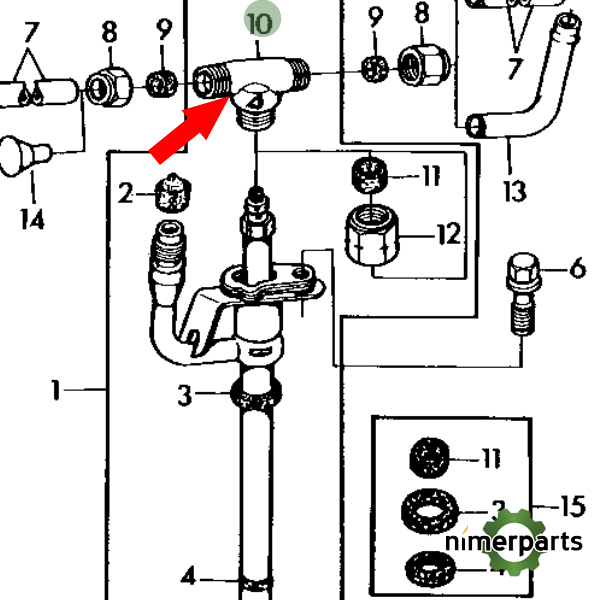 37406004 - Connection in T head compatible injector John Deere
