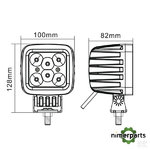 LA10028 - LUZ DE TRABAJO FARO LED 42 W 3780 lm CUADRADO 10-30 V 100 x 80 X 100 mm PROYECTOR 6 LED KRAMP