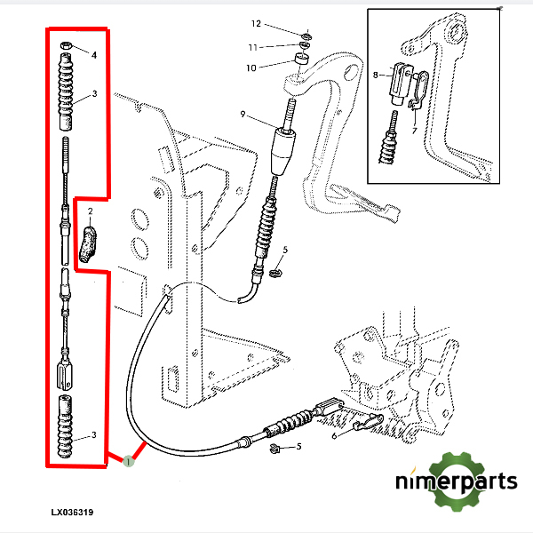 JXAL117193 - CABLE EMBRAGUE 6010 1270 MM  alternative by JOHN DEERE