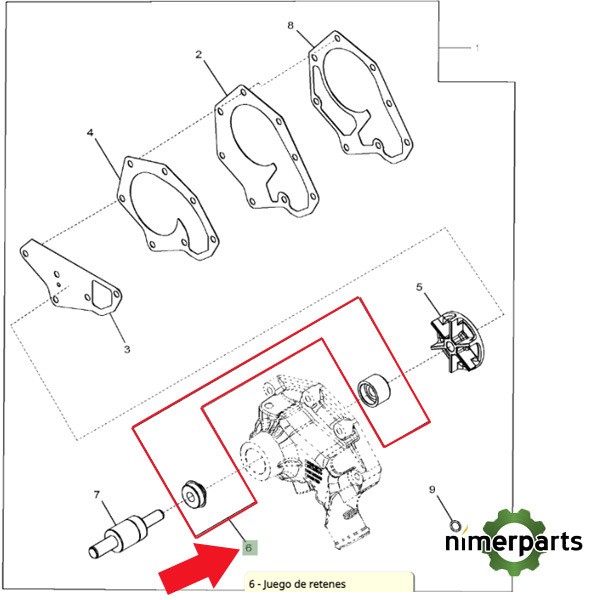 JXAR101549 - CONJUNTO ESTOPADA BOMBA AGUA  alternative byJOHN DEERE